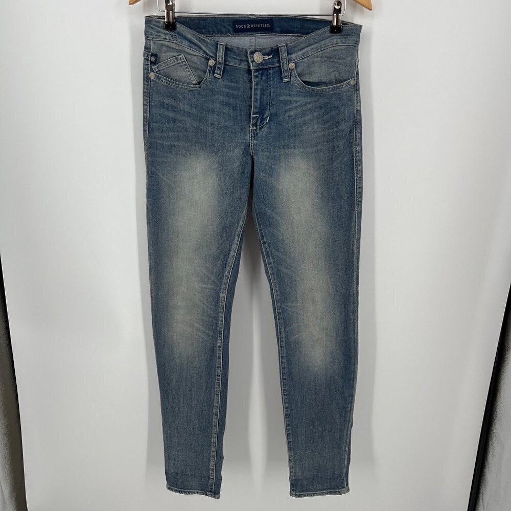 Rock & Republic Women Berlin Skinny Jeans Size 8 Light Stone Wash Casual Stretch
